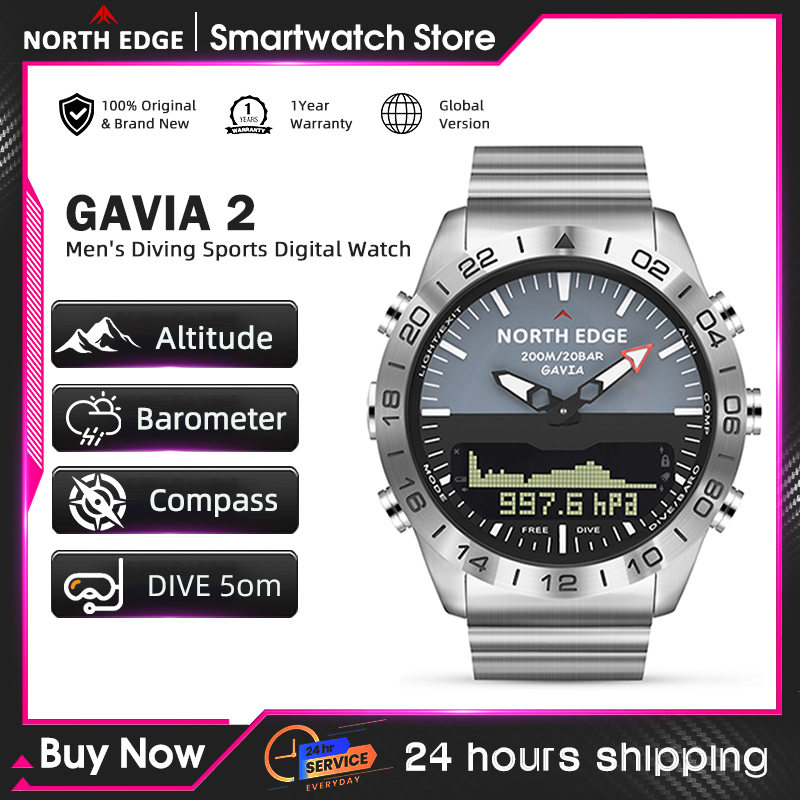 Smartwatch Luxury Watches For Men - NORTH EDGE Erkek Dalış Saati Askeri