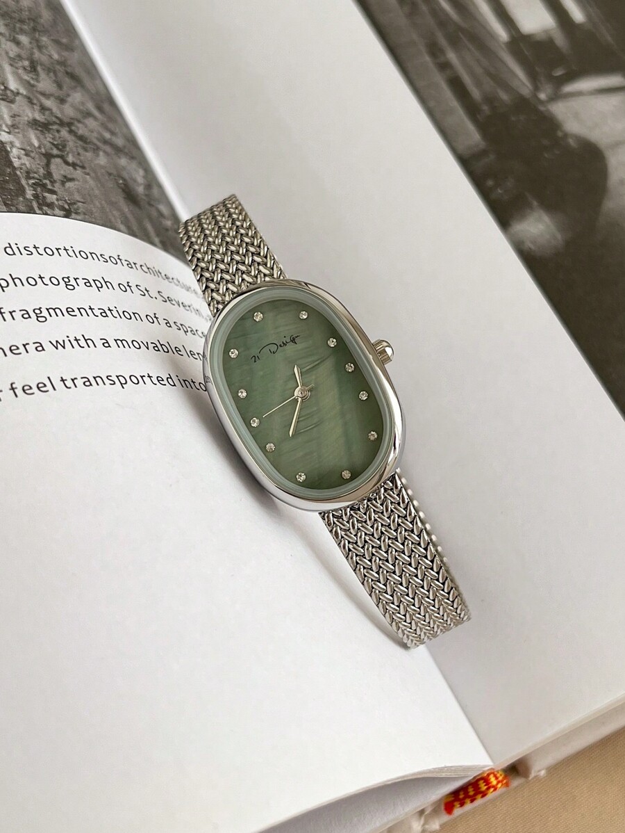 Mesh Stainless Strap - 21design Oval Şekilli Sedef Kadranlı Dokuma
