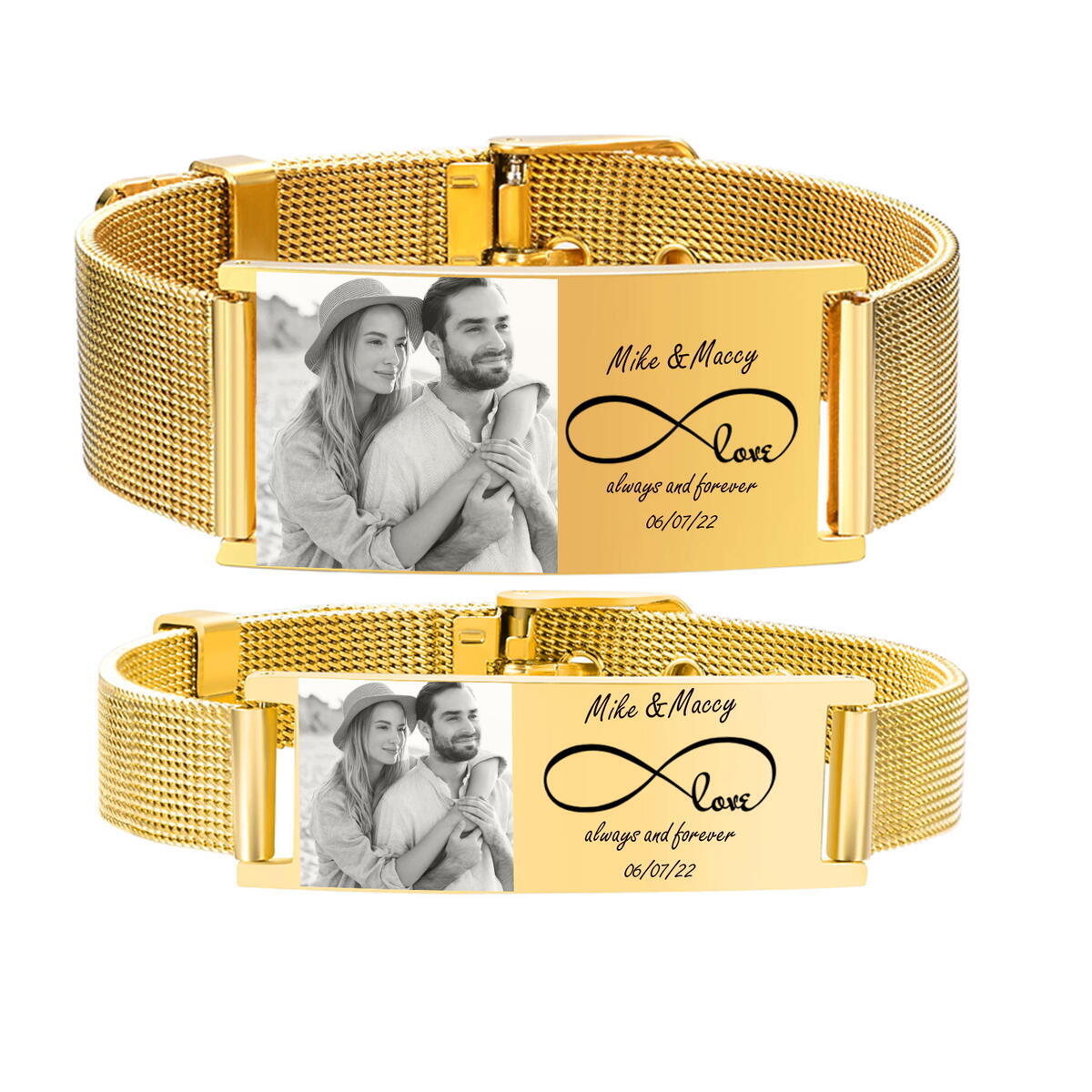 Mesh Stainless Strap - Kadın erkek için kişiselleştirilmiş kimlik bilezik,