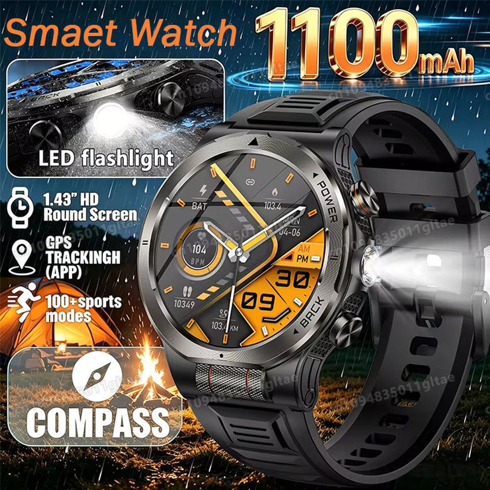 Smartwatch Running Watches For Men - 2026 Yeni Askeri Sınıf 1100mAh Pil