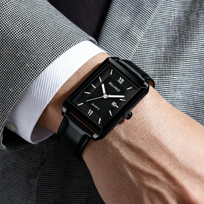 Smartwatch Square Watches For Men - Rahat Deri erkek Saatleri Moda Kare