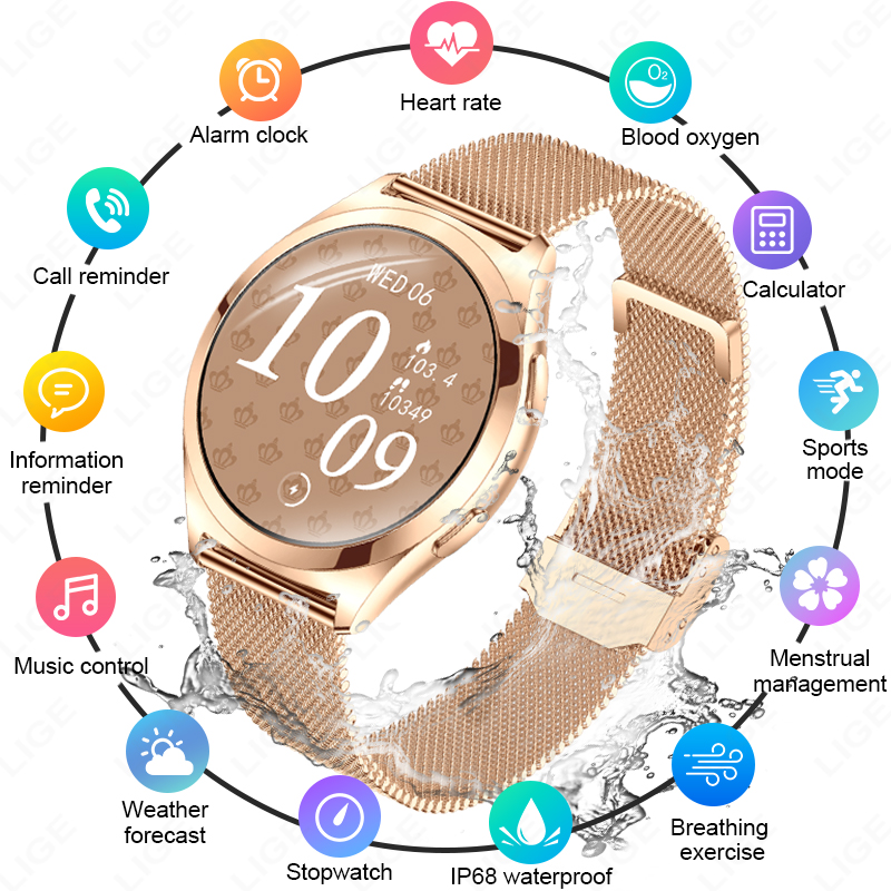 Smartwatch Luxury Watches For Women - LIGE lüks akıllı saat kadın için