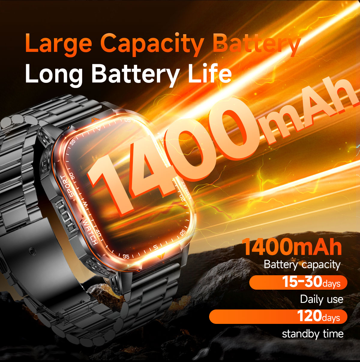 2026 Yeni 1400mAh Süper Büyük  - Smartwatch Square Watches For Men incelemesi ve fiyatı