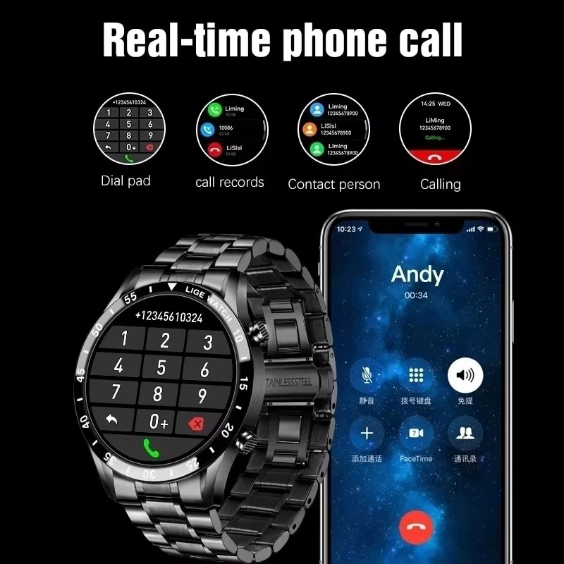 LIGE Yeni Bluetooth Çağrı Akıl - Smartwatch Luxury Watches For Men incelemesi ve fiyatı