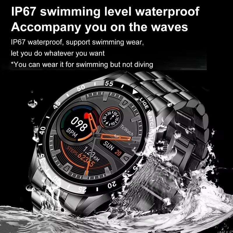 LIGE Yeni Bluetooth Çağrı Akıl - Smartwatch Luxury Watches For Men incelemesi ve fiyatı