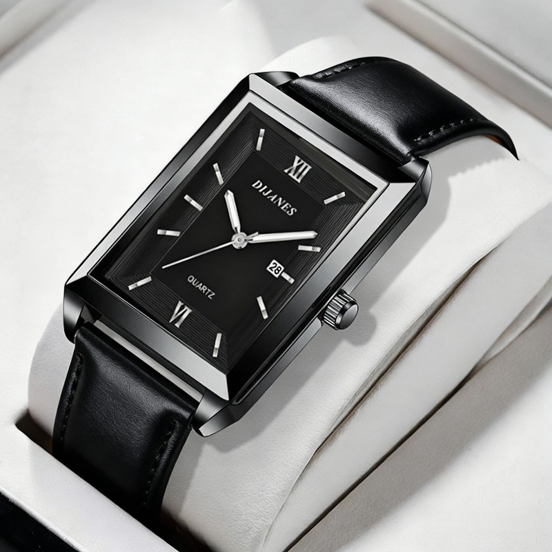 Rahat Deri erkek Saatleri Moda - Smartwatch Square Watches For Men incelemesi ve fiyatı