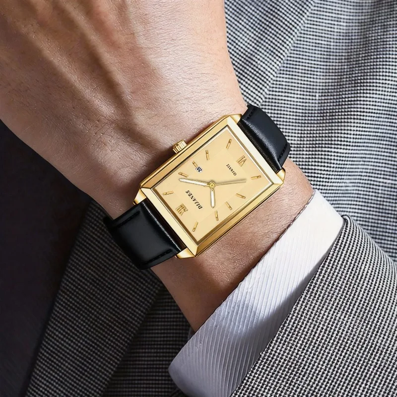 Rahat Deri Erkek Saatler Basit - Smartwatch Square Watches For Men incelemesi ve fiyatı