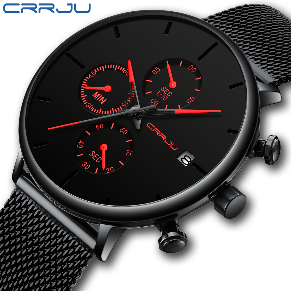 CRRJU Mens saatler lüks spor k - Mesh Stainless Strap incelemesi ve fiyatı